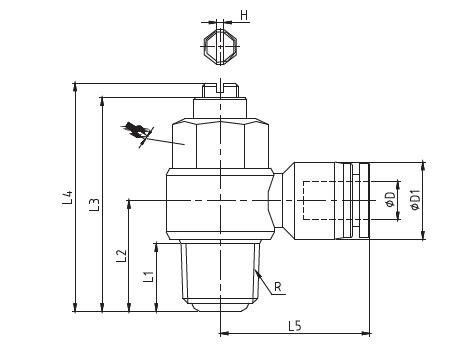 Slot air flow control, Pneumatic Speed Controller for Cylinder